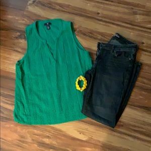 Green sleeveless blouse